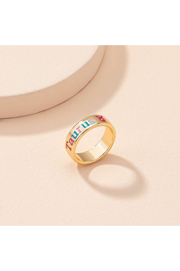 Unisex Constellation Ring Adjustable Metal Zodiac Sign Ring European and American Fashion Ring Aries Leo Virgo Sagittarius Capricorn Libra Aquarian Cancer Scorpio Gemini Pisces Taurus