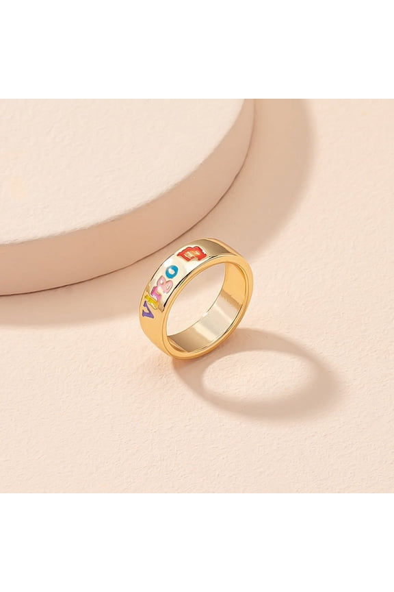 Constellation Zodiac Ring Unisex Adjustable Metal Jewelry Sign Ring Aries Leo Virgo European American Style Fashion