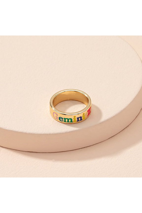 Unisex Constellation Ring Adjustable Metal Zodiac Sign Ring European and American Fashion Ring Aries Leo Virgo Sagittarius Capricorn Libra Aquarian Cancer Scorpio Gemini Pisces Taurus