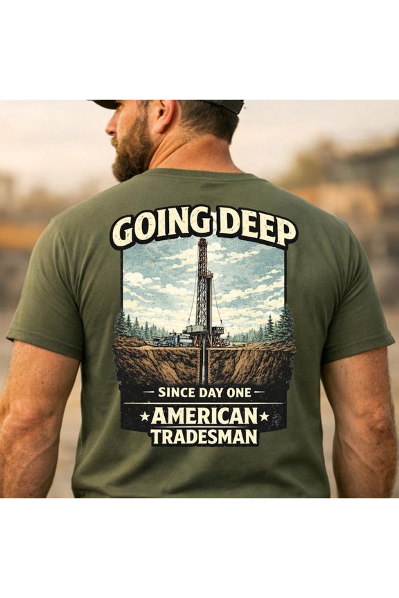 Oil Field Worker Shirt for Men | Drilling Rig Tee | American Tradesman| Roughneck Petroleum Workwear | Blue Collar Gift Idea