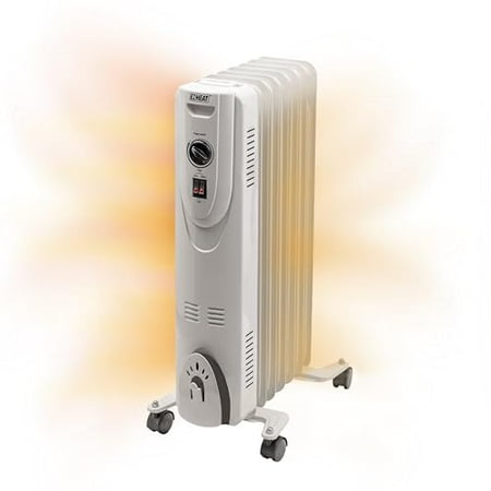 Oil-Filled Radiant Radiator Space Heater, Never Refill, Adjustable Thermostat, Tip-Over Switch & Overheat Protection System, MTDR-06WC