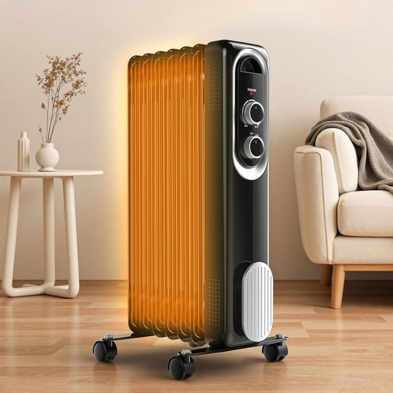 Oil Filled Radiator Heater, 1500W Portable Electric Space Heater with ...