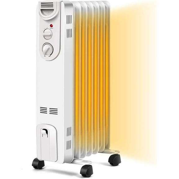 Oil Filled Radiator Heater, Portable Oil Heaters with Heat Settings, Adjustable Thermostat, Overheat & Tip-Over Protection, Electric Space Heater for Living Room Bedroom Indoor Use