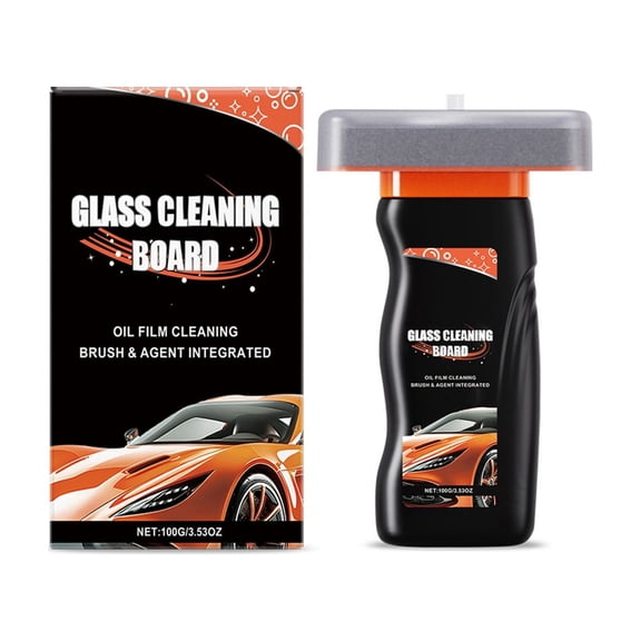 Oil-Film Cleaning Brush for Car Windshields and Mirrors, 100ml Daily Degreaser with Soft-Bristle Brush, Streak-Free Formula, Ammonia-Free for Driving