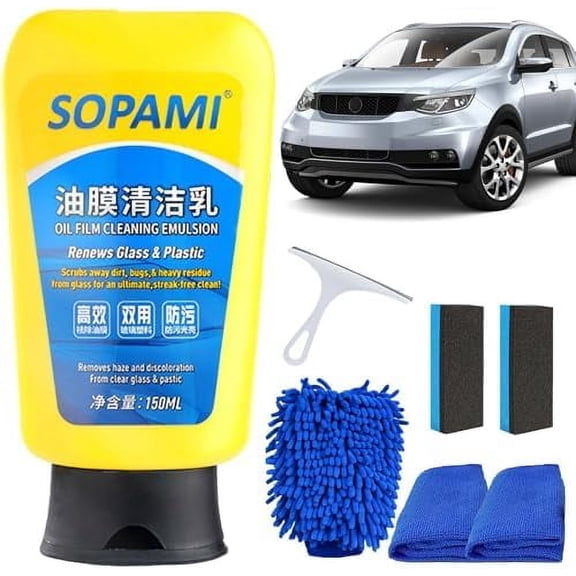 Oil Film Emulsion Glass Cleaner, Car Coating Spray, Glass Cleaner, Glass Oil Film Remover, Car Glass Oil Film Cleaner (Oil Film+Spray)