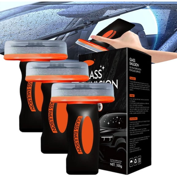 Oil Film Remover for Car Windshields and Windows, New Automotive Oil Film Cleaning Brush Glasss Compound Roll on, Glass Emulsion for Paint/Glass/Wheels