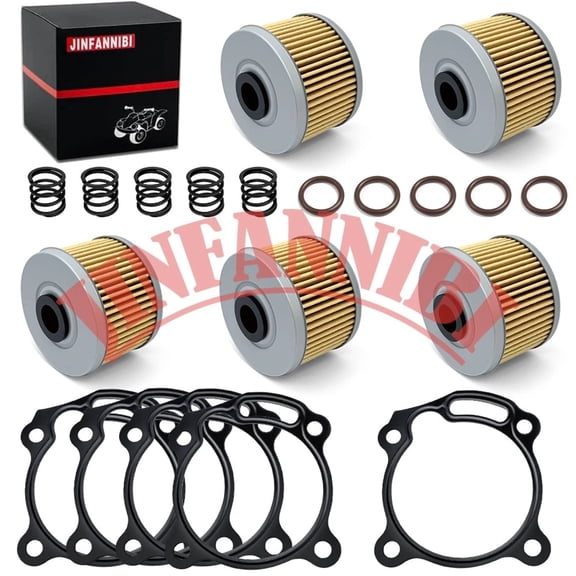 Oil Filter with Gasket & Spring Maintenance Kit for Honda CBR250R CBR300R CRF250L CRF300L Rebel 300 CB300F CB300R Street & Dual‑Sport Motorcycle Replaces OEM 15410‑KYJ‑902 (5pcs)