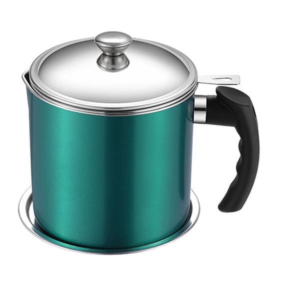 Oil Filter Pot, Large Capacity 304 Stainless Steel Oil Bottle, Leak-Proof Efficient Filtration Kitchen Oil Container for Household Cooking, Green