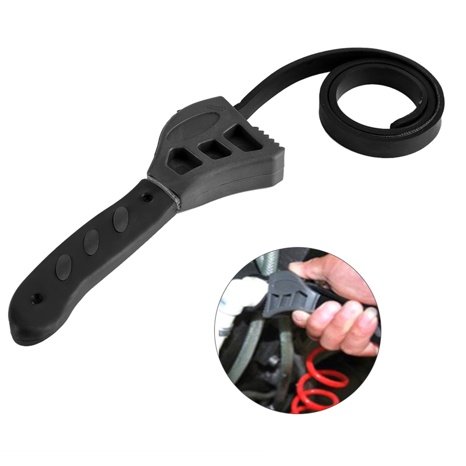 Oil Filter Spanner, 500mm Rubber Strap Wrench Jar Lids Tighten Loosen