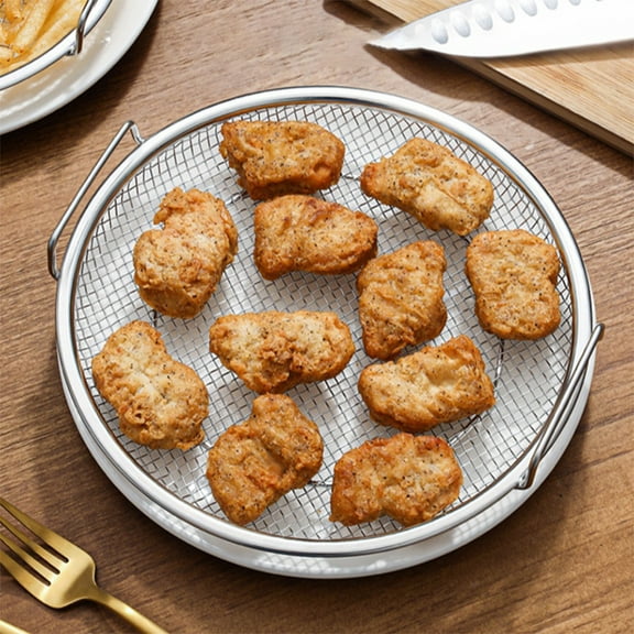 Oil Filter Tray, Stainless Steel Mesh Drain Basket Colanders Air Fryer Accessories for Fried Food Draining Rack Barbecue Grill Tray Net Draining Pan Strainer for Vegetable Dessert