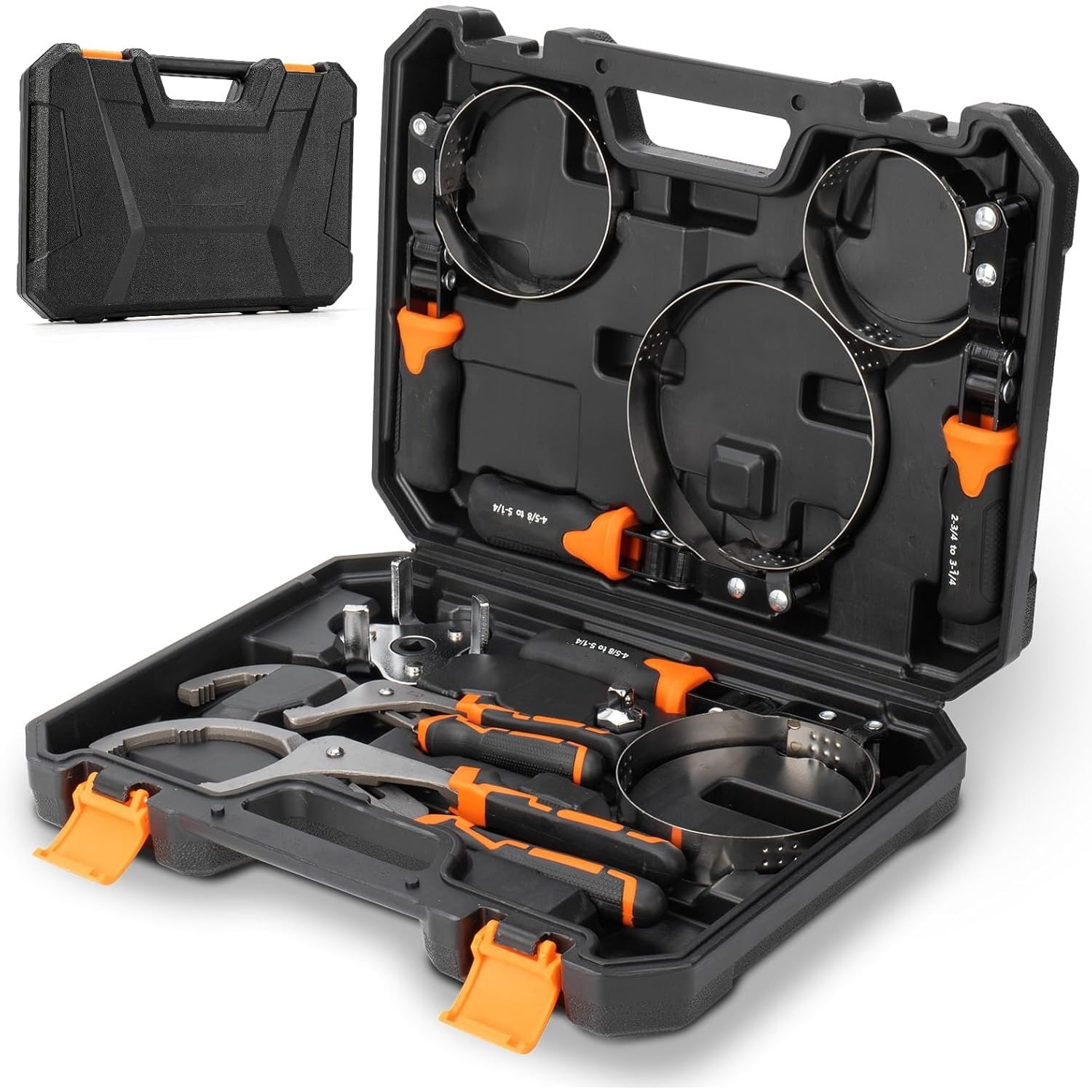 Oil Filter Wrench Set, 8 Piece Adjustable Oil Filter Wrenches 2-3/4" to 5-1/4", 9" & 12" Universal Oil Filter Removal Tool with 1/2" to 3/8" Adapter, Organized in Storage Case