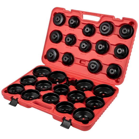 Oil Filter Wrench Socket Set, 30 Pcs, 3/8 Inch Drive, Steel, Includes Low Profile Sockets