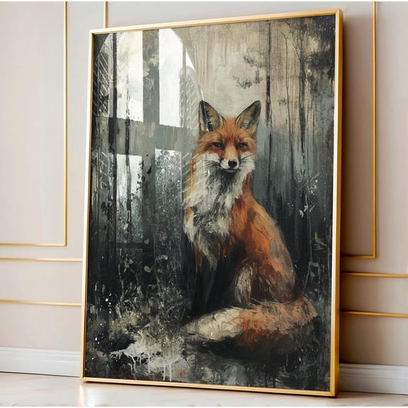 Oil Fox Vintage Nature Forest Cottage Core Fairycore Cottagecore Gothic Wall Art Print