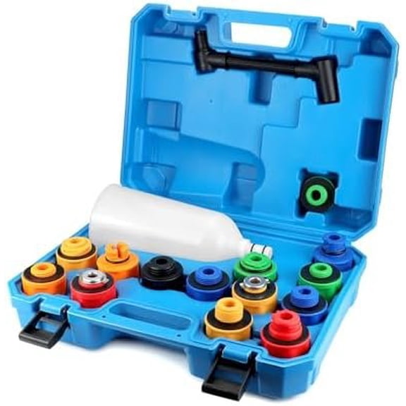 Oil Funnel Set for Engine Oil Change, Automotive Engine Oil Dispenser Funnel Kit with 14 Color-Coded Adapters and 1 Extension Tubes for VW, GM, , , Mazda,