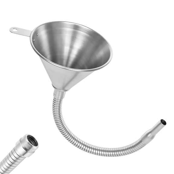 Oil Funnel with Filter, 13.98Inch Galvanized CarbonSteel Flexible Hose, Automotive Funnel for Diesel, Fuel and Gasoline
