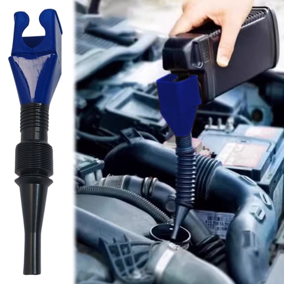 Oil Funnels for Automotive Use, Folding Snap Buckle Oil Funnel for Oil Change, Retractable Flexible Funnel for Car Motocycle, Flexible Plastic Oil Funnel, Blue