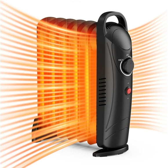 Oil Heater, Oil Filled Radiator Heater with Adjustable Thermostat, 700W Electric Mini Oil Heater, Durable & Overheat Protection, Portable Space Radiant Heater for Indoor use Home Office