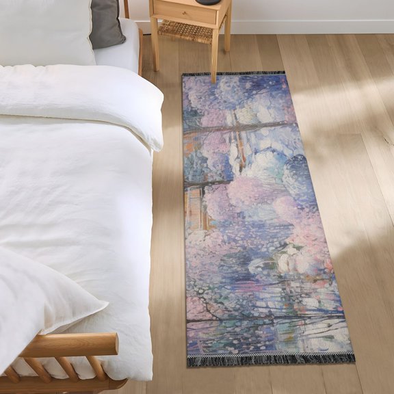 Oil House and Snow Scene Runner Area Rug 2x6 Soft Non-Slip Washable Bedside Carpet for Hallway Bedroom Living Room Home Decor