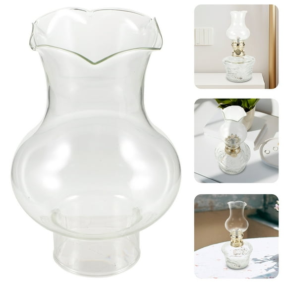Transparent Glass Oil Lamp Chimney Windproof Replacement for Kerosene Lamps and