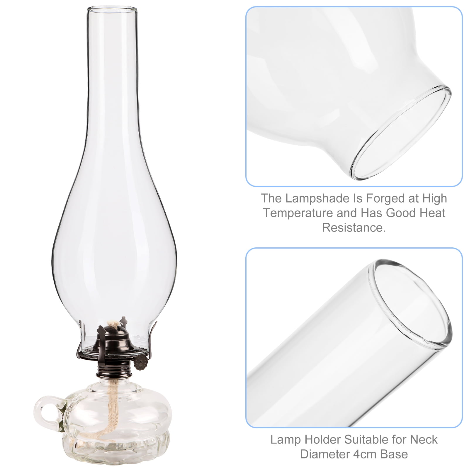 SEWACC Clear Glass Oil Lamp Chimney Shade – Windproof Replacement For Kerosene Lamps - View #4