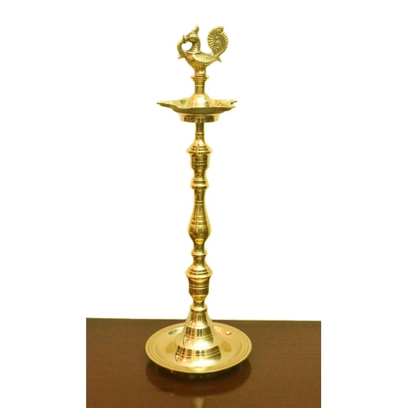 Oil Lamp/Diya - Handcrafted & Traditionally Designed Brass Diya sets (2 pcs) - Height- 30 inches