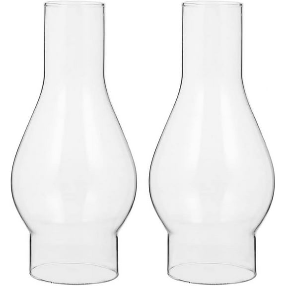 Oil Lamp, Glass, Victorian Hurricane Chimney Lamp Globe Replacement, 2.12nch Handblown Clear Glass Chimney Lamp Shade- 2 Pack
