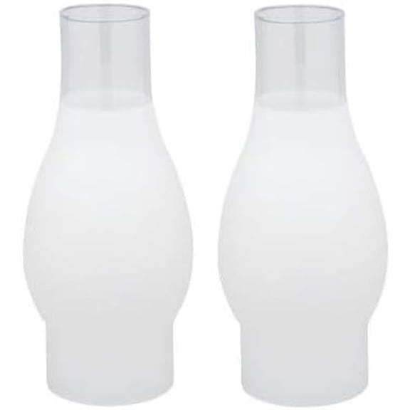Oil Lamp, Glass, Victorian Hurricane Chimney Lamp Globe Replacement, 8-1/2 Inch Handblown Frosted Glass Chimney Lamp Shade with 3 Inch Fitter and 4 Inch Bulge - 2 Pack