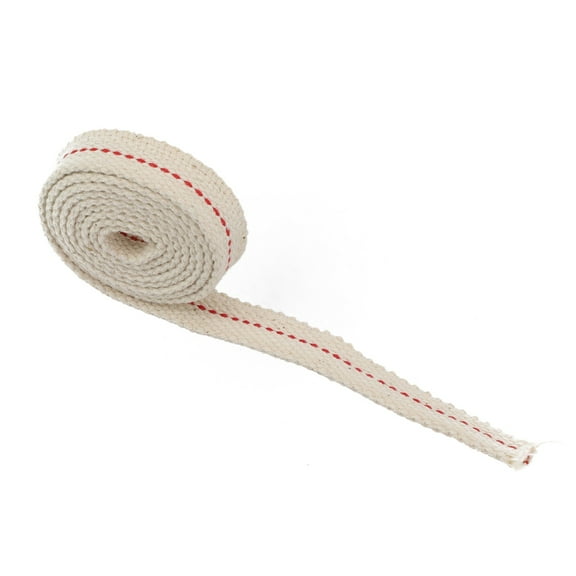Oil Lamp Wick 0.6 Inch Flat Wide 3.2 Foot Cotton Lanterns Wick with Red Stitch for Kerosene Burner Lighting, 1 Roll