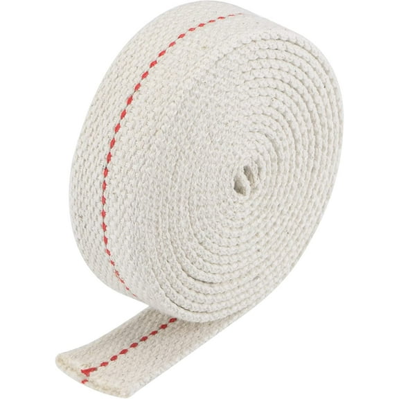 Oil Lamp Wick 1 Inch Flat Wide 6.5 Foot Cotton Lanterns Wick with Red Stitch for Kerosene Burner Lighting