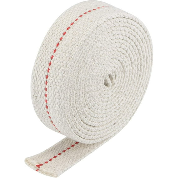 Oil Lamp Wick 1 Inch Flat Wide 6.5 Foot Cotton Lanterns Wick with Red Stitch for Kerosene Burner Lighting