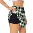 thumbnail image 1 of Honeii's Green White Christmas Tree Lumberjack Plaid print a double-layered women's running short, ideal for gym, tennis, and various activities, complete with a practical pocket, 1 of 5