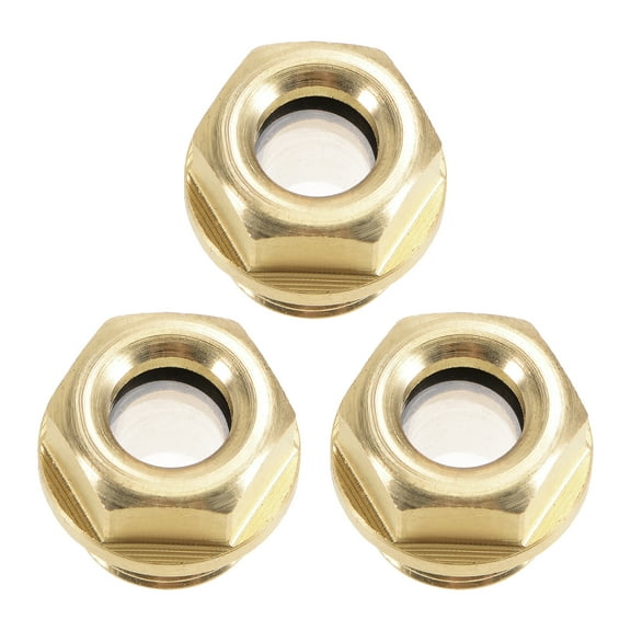 Oil Liquid Level Gauge Sight Glass G1/4 Male Threaded Brass Air Compressor Fittings with O-Ring Yellow 3Pcs