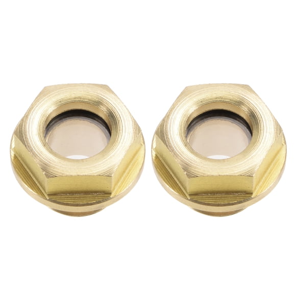 Oil Liquid Level Gauge Sight Glass M14x1.5mm Male Threaded Brass Air Compressor Fittings with O-Ring Yellow 2Pcs