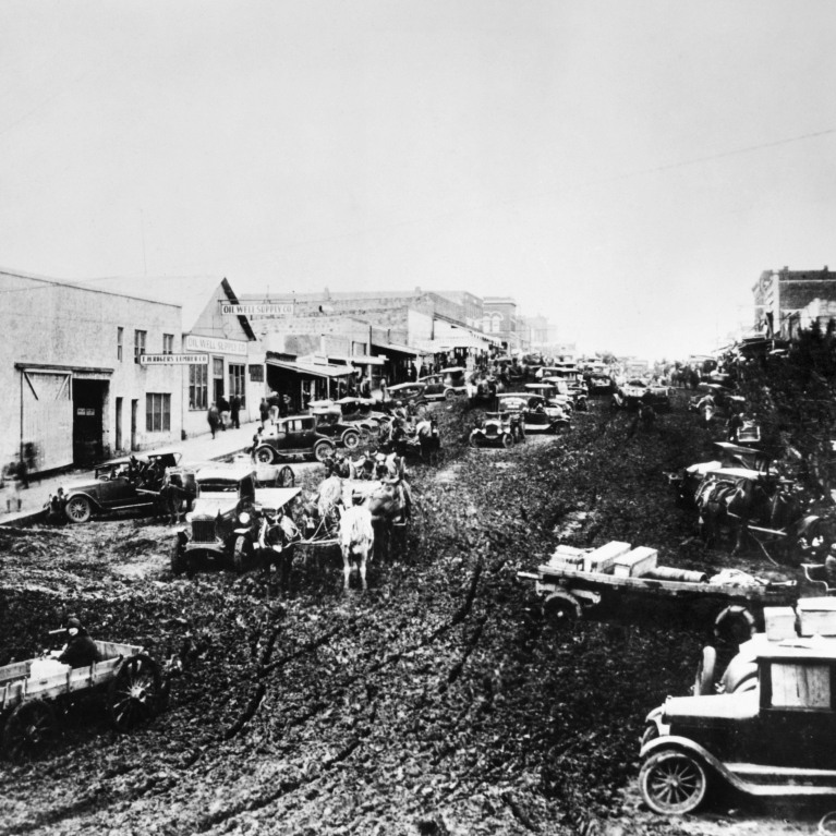 Oil Oklahoma 1926. Nmain Street In A Town Possibly Bowlegs In The