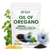 Nutrajoy Organic Oregano & Black Seed Oil Capsules, High-Potency Carvacrol & Thymoquinone, Immune Support, Gluten-Free, 300 Softgels