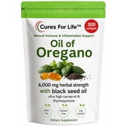Oil of Oregano Softgels – 6000mg High Potency with 165mg Carvacrol & 200mg Black Seed Oil – 2-in-1 Immune Support & Digestive Health – 300 Softgels – Oregano Oil Capsules Supplement