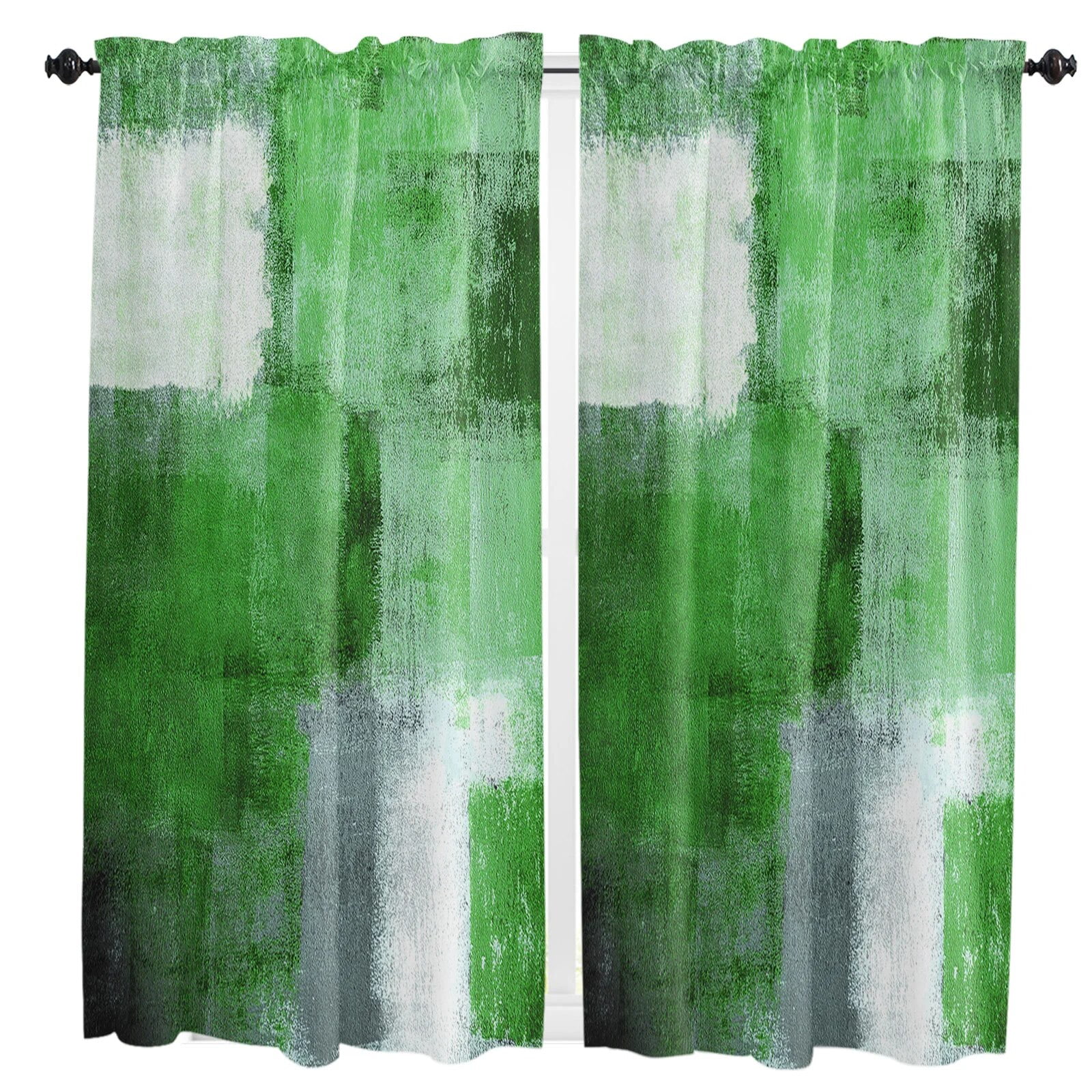 Oil Painting Abstract Geometric Green Curtain Home Decoration Living