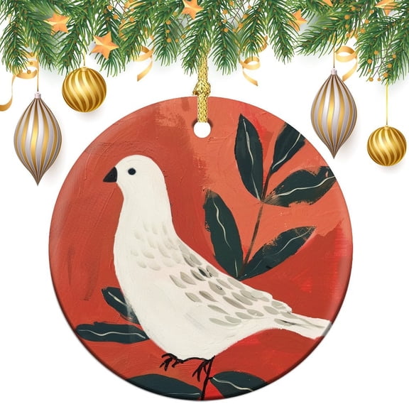 Oil Painting Bird on Tree Christmas Ornaments Vintage Bird Funny Christmas Ornaments Customized Ceramic Xmas Tree Decor Holidays Decorations Gift