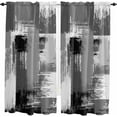 thumbnail image 1 of Oil Painting Black Grey Kitchen Curtains 84 Inch Length Curtains Drapes, Modern Geometric White Abstract Art Rod Pocket Window Curtains for Living Room/Bedroom, 52" x 84", 2 Panels, 1 of 5