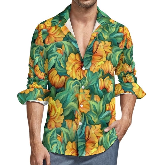 Oil Painting Blouses Mens Starry Night Shirt Long Sleeve Cool Fashion Casual Shirts Autumn Graphic Tops Plus Size 4XL