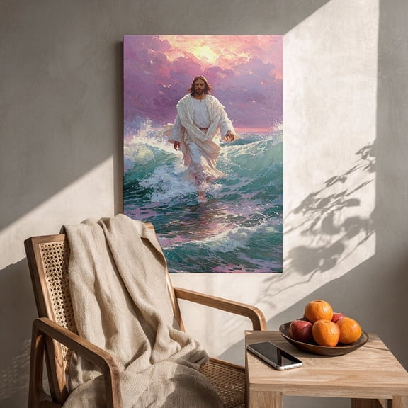 Christian Jesus Canvas Art Ready to Hang for Living Room, Bedroom, Dorm, Bathroom - Easy Hook Hanging, Indoor/Outdoor Use,