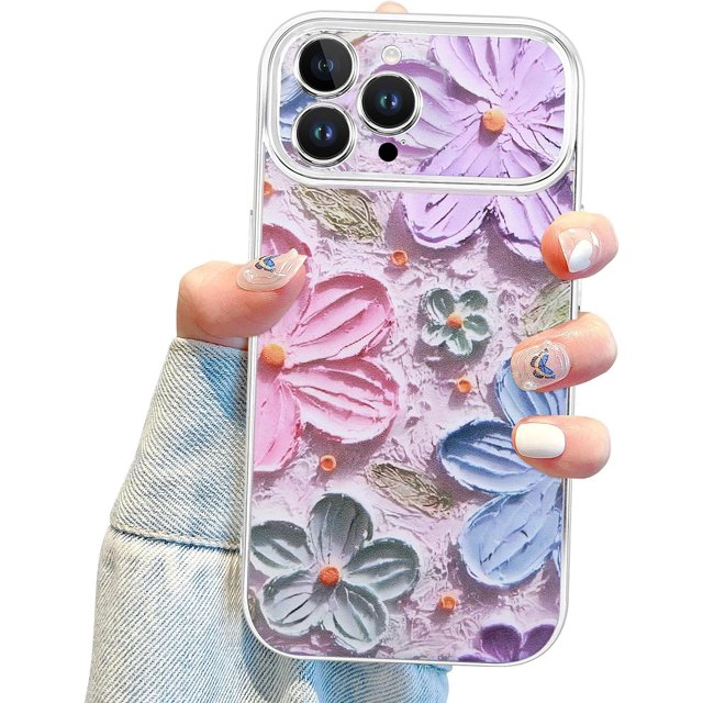 Oil Painting Flower for iPhone 12 Pro Max Case, Large Window Camera