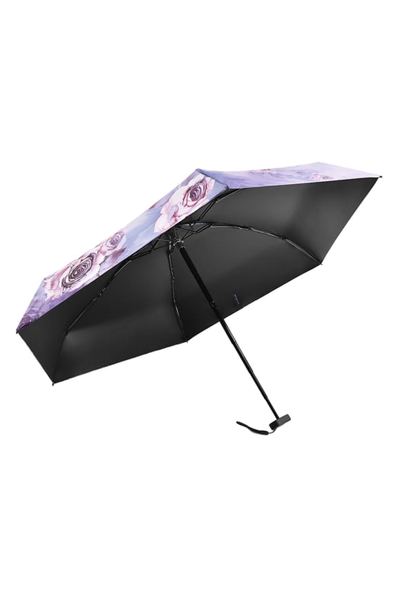 Oil Painting Folding Umbrella Sun Protection Umbrella Small Umbrella Sun Rain Umbrella for Trip, Outdoor Walking, violet