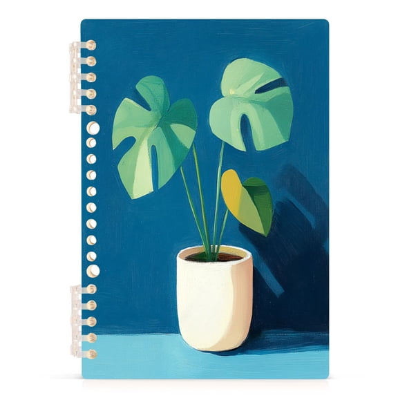 Oil Painting Green Flower A5 8.3x5.7in PP Notebook, Adjustable Rings, 60 Sheets, Diary or Journey Note