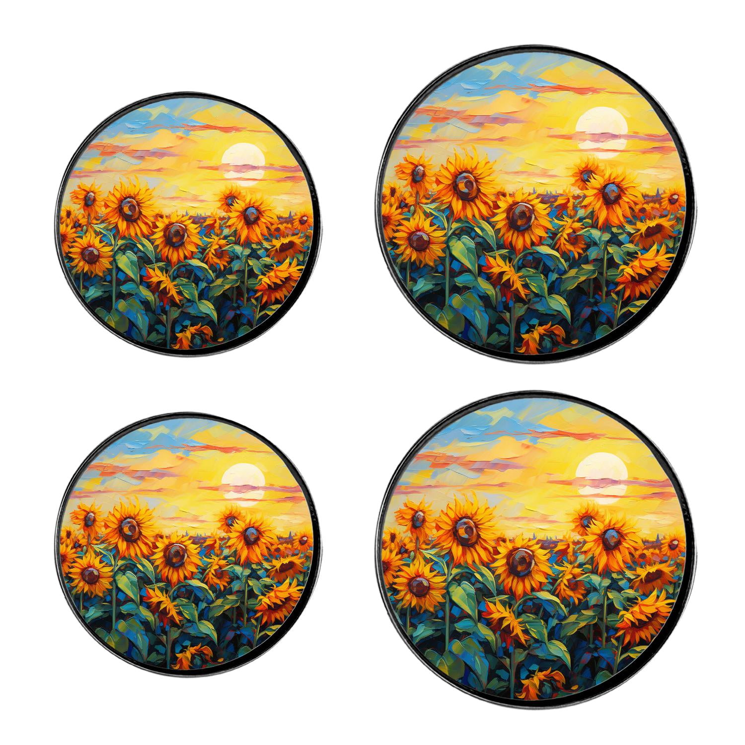 Oil Painting Landscape Sunflowers Cute Drawings Stove Burner Covers Set