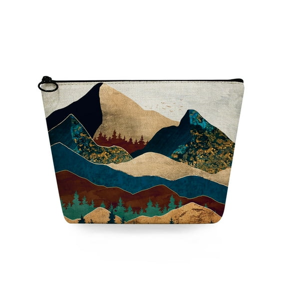 Oil Painting Mountain Forest Print Casual Travel Toiletry Bags Portable Makeup Organizer Heat Transfer Women's Cosmetic Bag Gift