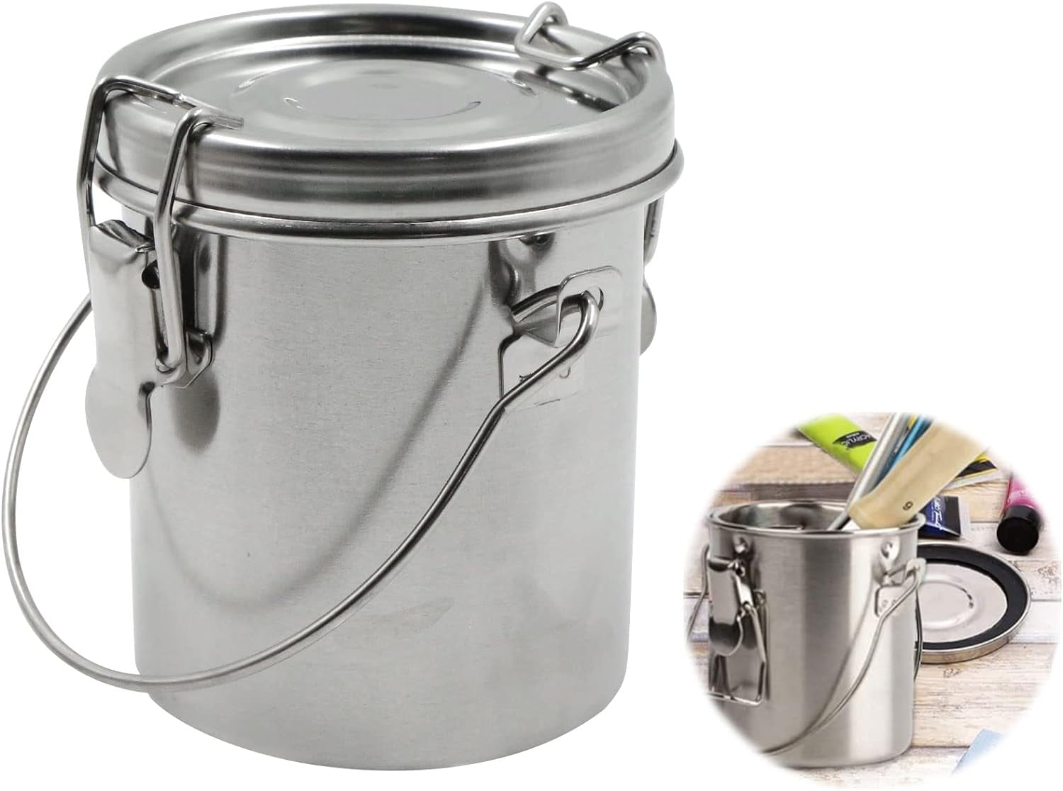 Oil Painting Paint Brush Tub with Lid, Brush Cleaner Portable Artist