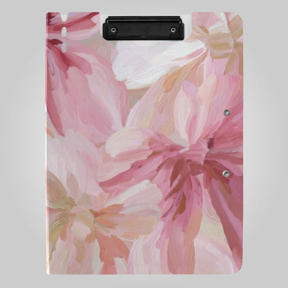 Oil Painting Pink Bows Foldable Binder Folder Clipboard with Pen Slot Double Clips A4 Size File Storage