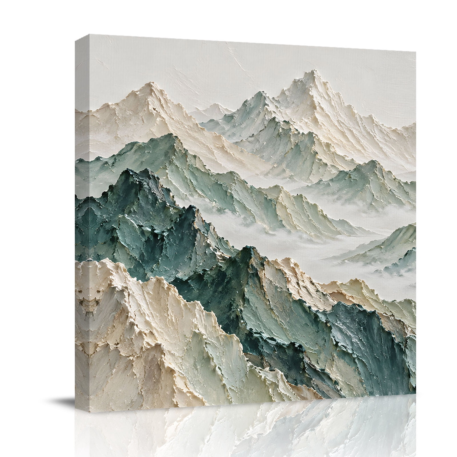 Oil Painting Print on Canvas Wall Art with Solid Wood Frame Mountain ...