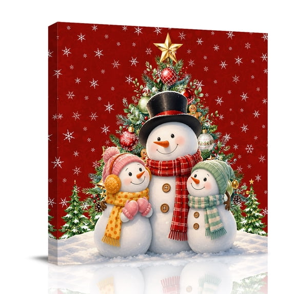 Oil Painting Print on Canvas Wall Art with Solid Wood Frame Red Winter ...